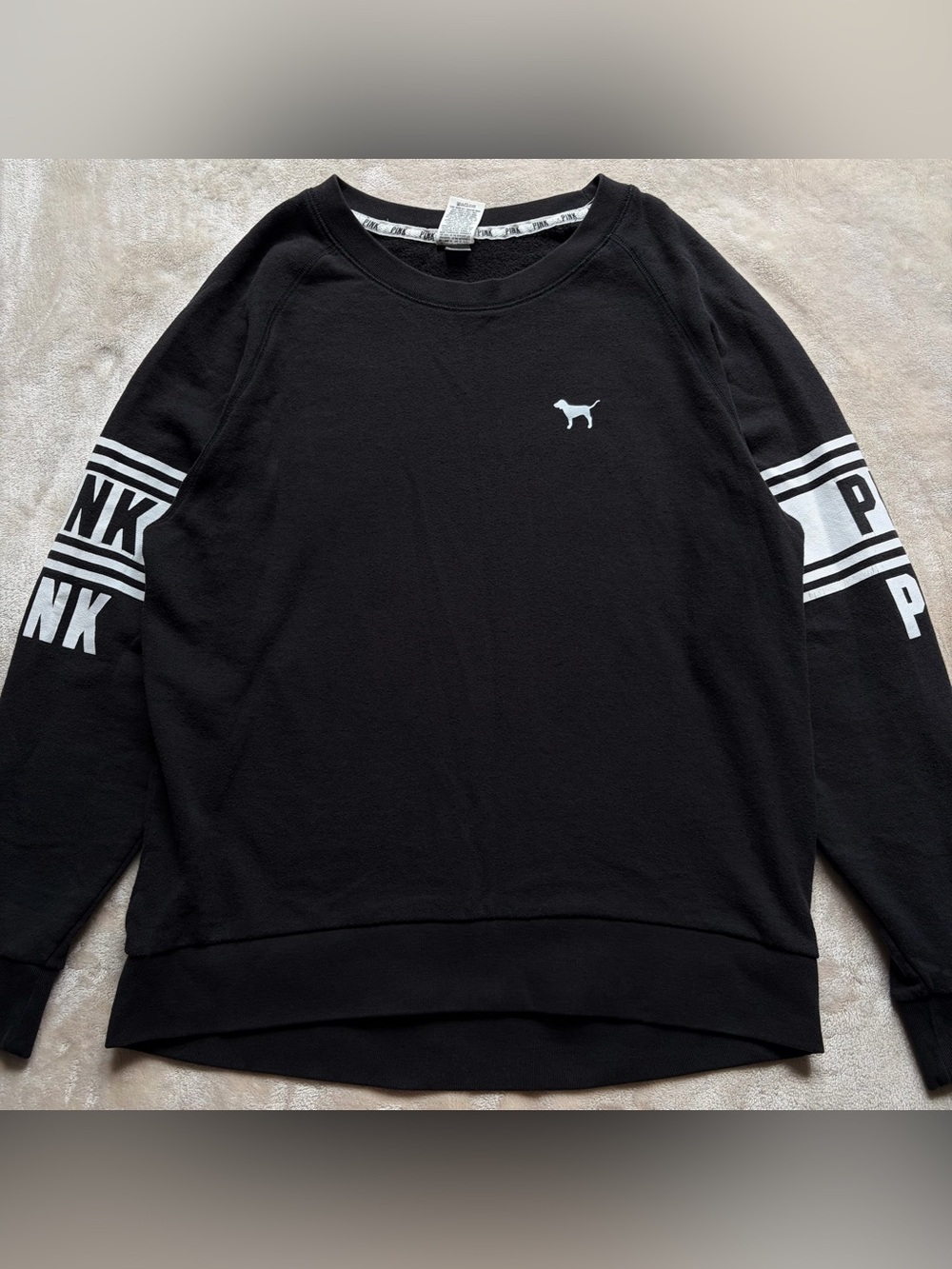 PINK Victoria's Secret Women’s Black & White Sweater - Crewneck Pullover, Size M